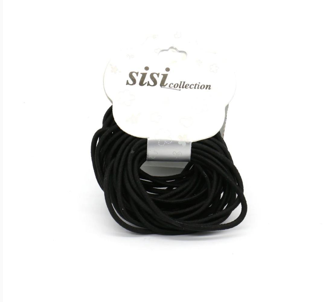 Sisi Collection #EPT359K Thin Black Elastic Hair Ties