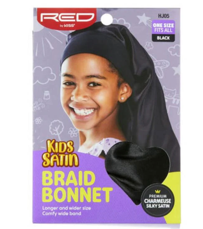 RED by Kiss Kids Satin Briaid Bonnet