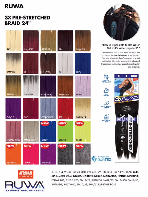 Sensationnel African 3X Pre-Stretched Ruwa Braid 24"